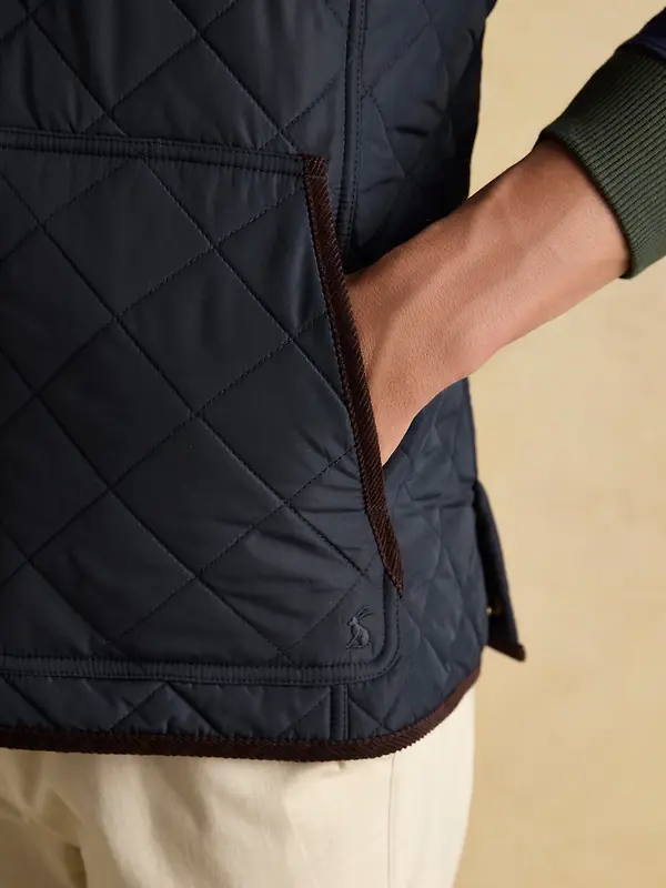 Joules Men's Maynard Diamond Quilted Gilet - Navy Image 9