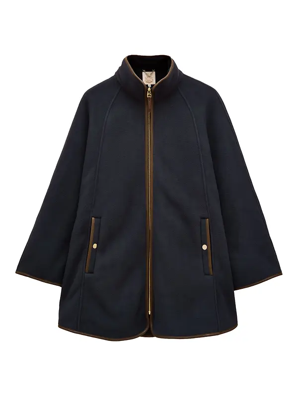 Joules Women's Heritage Fleece Longline Cape - Navy Image 1
