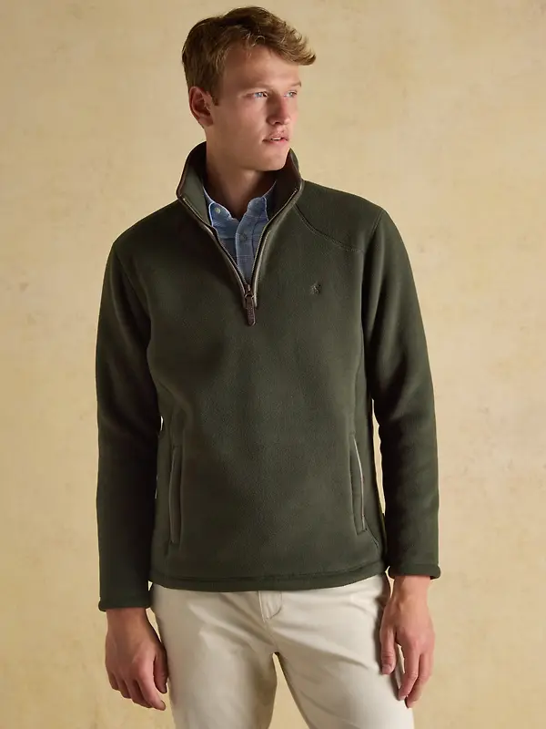 Joules Men's Heritage Quarter Zip Fleece - Dark Green Image 2