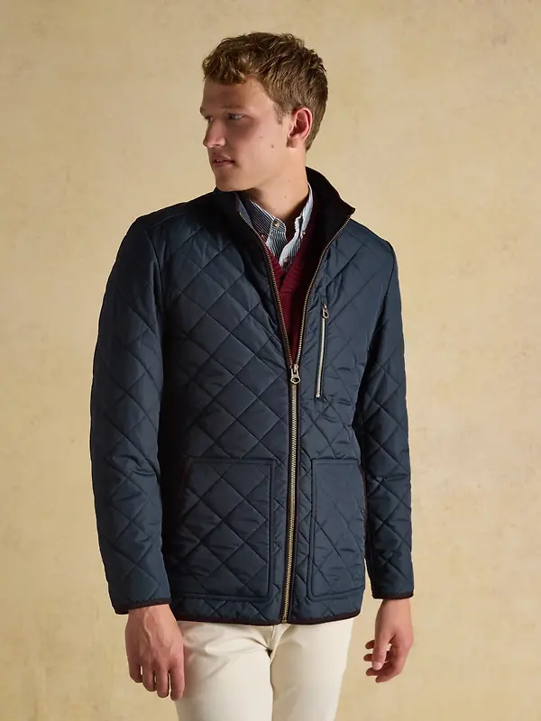 Joules Men's Maynard Diamond Quilted Jacket - Navy Image 2