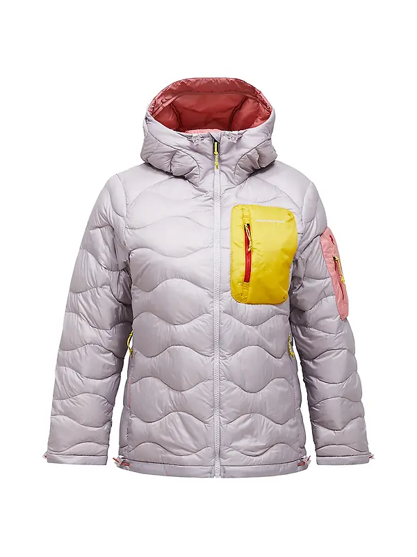 Peak Performance Women's Helium Utility Down Hooded Jacket - Misty Lavender/Canary Lime Image 1