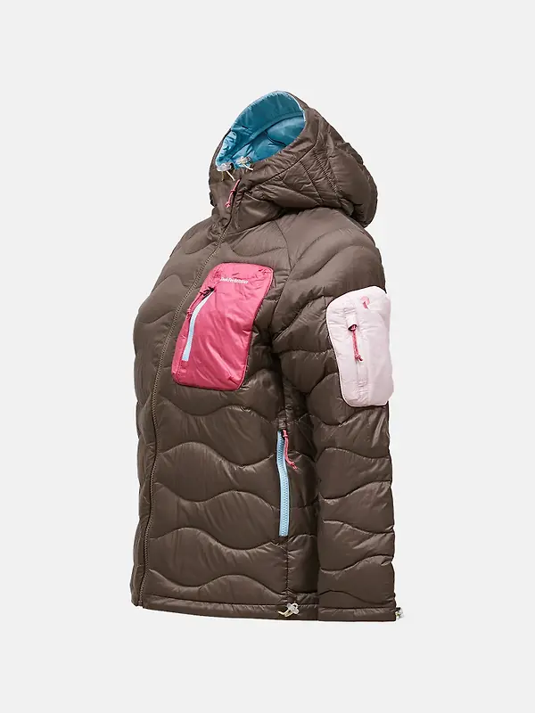 Peak Performance Women's Helium Utility Down Hooded Jacket - Terrain Tan/Mountain Blush Image 3
