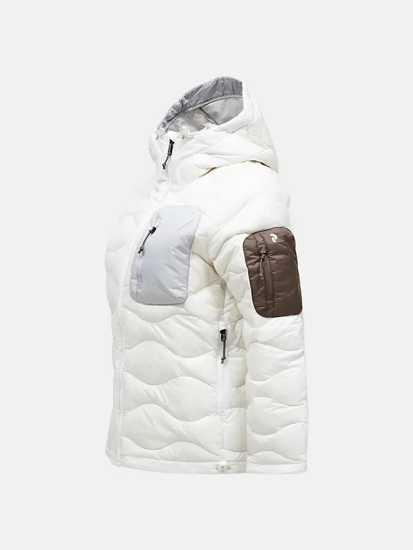 Peak Performance Women's Helium Utility Down Hooded Jacket - Offwhite/Antarctica Image 2