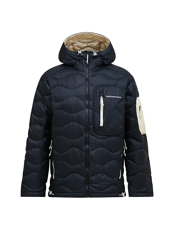 Peak Performance Men's Helium Utility Down Hooded Jacket - Black/Sand Fog Image 1
