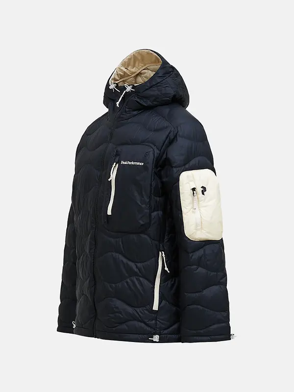 Peak Performance Men's Helium Utility Down Hooded Jacket - Black/Sand Fog Image 3