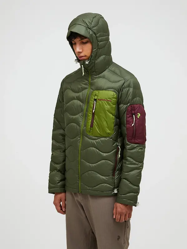 Peak Performance Men's Helium Utility Down Hooded Jacket - Pine Needle/Mosswood Image 2