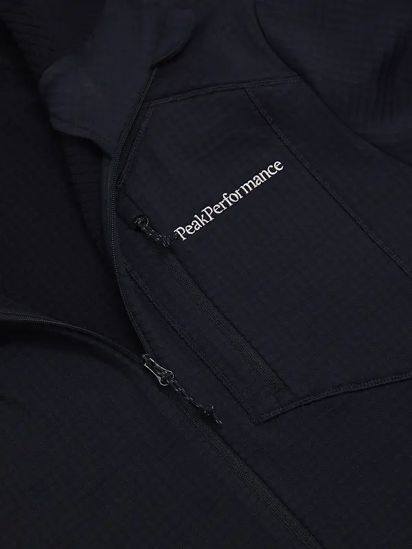 Peak Performance Men's Trail Polartec Power Grid Zip Hood Fleece - Black Image 4