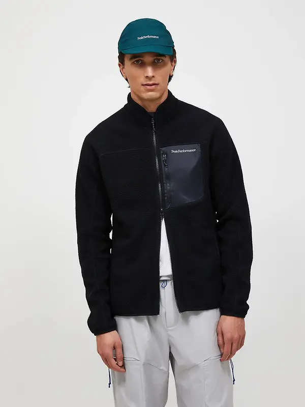 Peak Performance Men's NatureRush Pile Zip Jacket - Black/Black Image 2