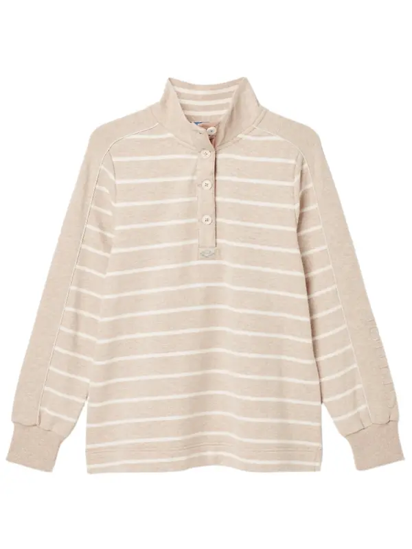 Product image of Joules Women's Southwold Button Down Striped Sweatshirt - Oatmarl
