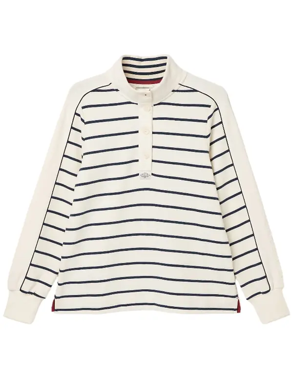 Product image of Joules Women's Southwold Button Down Striped Sweatshirt - Navy