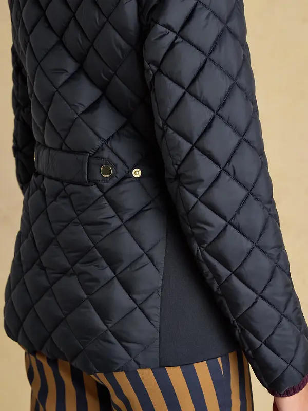 Joules Women's Braemar Luxe Showerproof Diamond Quilted Coat - Navy Blue Image 6