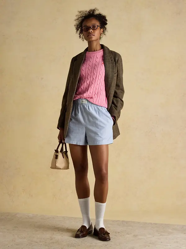 Joules Women's Classic Cable Cotton Crew Neck Jumper - Pink Image 5