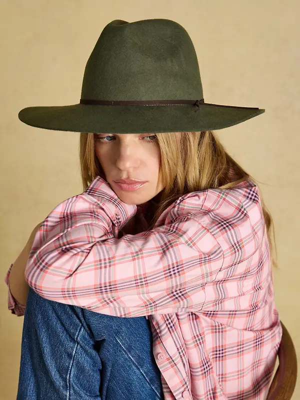 Joules Women's Grove Wool Fedora Hat - Khaki Green Image 2