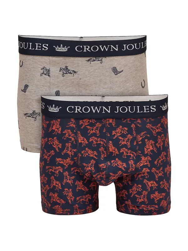Joules Men's Not My First Rodeo Cotton Jersey Boxer Shorts 2 Pack - Navy/Grey Image 1
