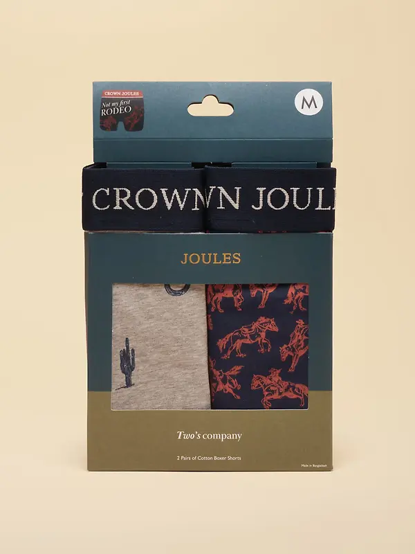 Joules Men's Not My First Rodeo Cotton Jersey Boxer Shorts 2 Pack - Navy/Grey Image 4