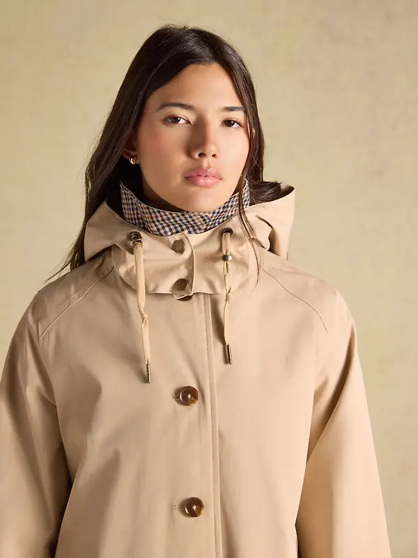Joules Women's Rainmore Waterproof Button Through Raincoat - Tan Brown Image 10