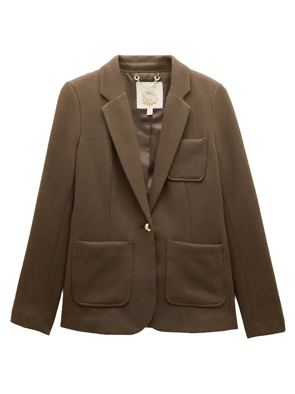 Joules Women's Albury Badged Jersey Blazer - Chocolate Brown Image 1