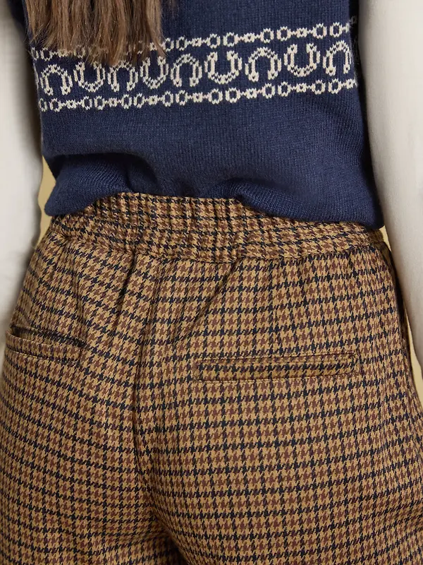 Joules Women's Albury Wide Leg Trousers - Brown Dogtooth Image 8