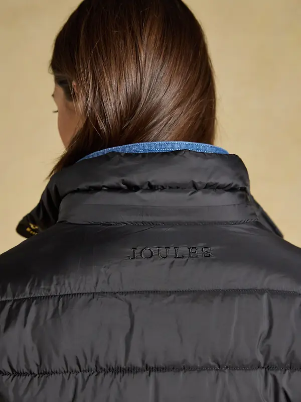 Joules Women's Windborough Showerproof Longline Padded Coat with Hood - Black Image 6