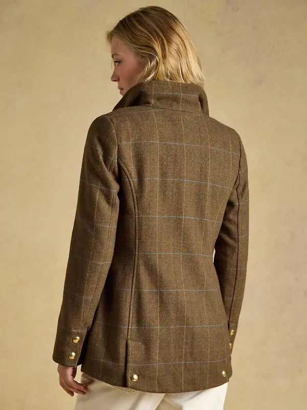 Joules Women's Classic Fieldcoat with Wool - Green Tweed Image 3