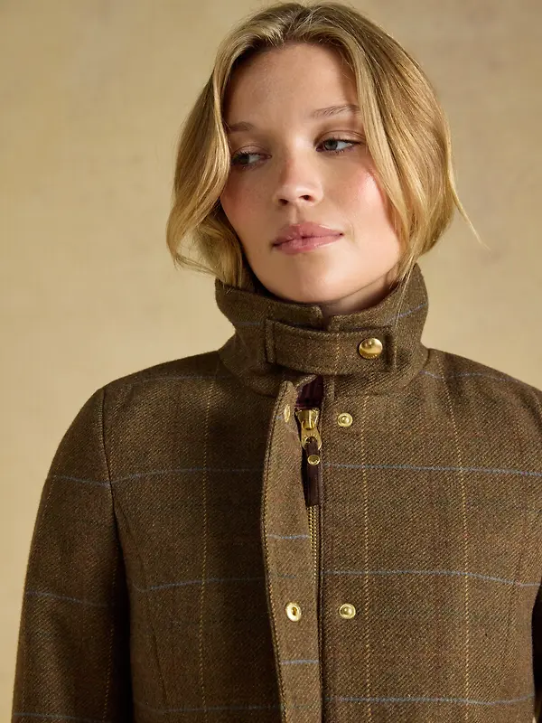 Joules Women's Classic Fieldcoat with Wool - Green Tweed Image 6