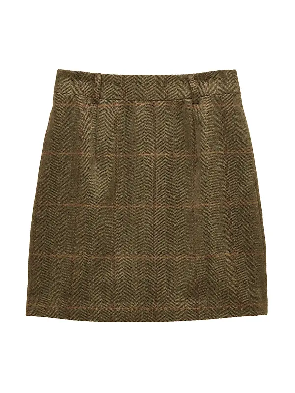 Joules Women's Bramble Short Tweed Wool Blend Skirt - Blake Check Image 1