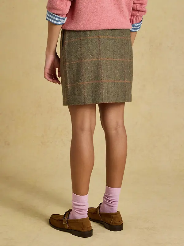 Joules Women's Bramble Short Tweed Wool Blend Skirt - Blake Check Image 3