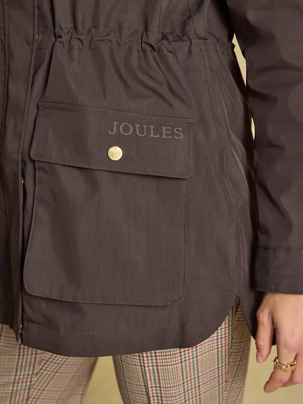 Joules Women's Portwell Waterproof Raincoat With Hood - Chocolate Brown Image 11