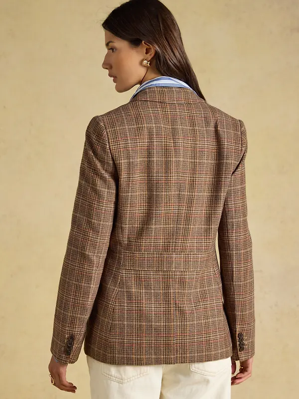 Joules Women's Foxley Check Wool Rich Tweed Suit Blazer - Erica Tweed Image 3
