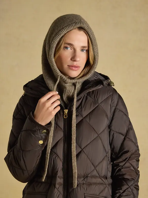 Joules Women's Knitted Drawstring Hood - Mocha Brown Image 2