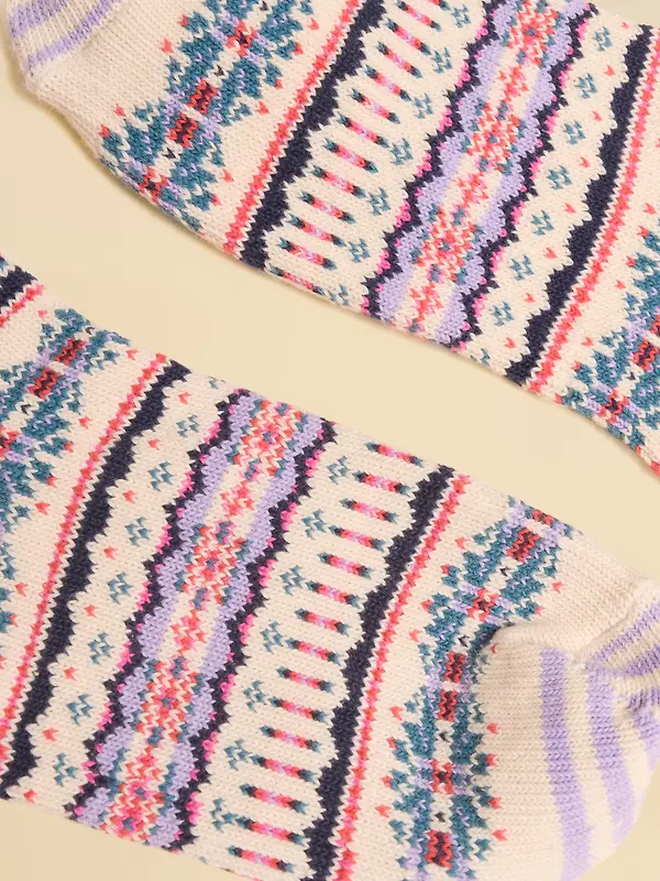 Joules Women's Lucille Fair Isle Socks - UK 4-8 - Cream Image 3