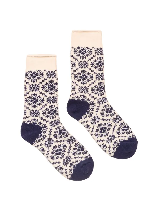 Joules Women's Cosy Geo Socks - UK 4-8 - Navy Geo Image 1