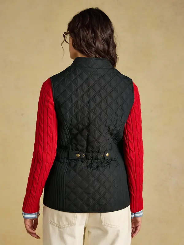 Joules Women's Minx Showerproof Diamond Quilted Gilet - Black Image 3