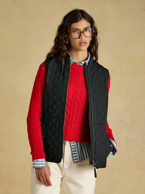 Joules Women's Minx Showerproof Diamond Quilted Gilet - Black Image 4