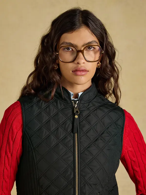 Joules Women's Minx Showerproof Diamond Quilted Gilet - Black Image 5