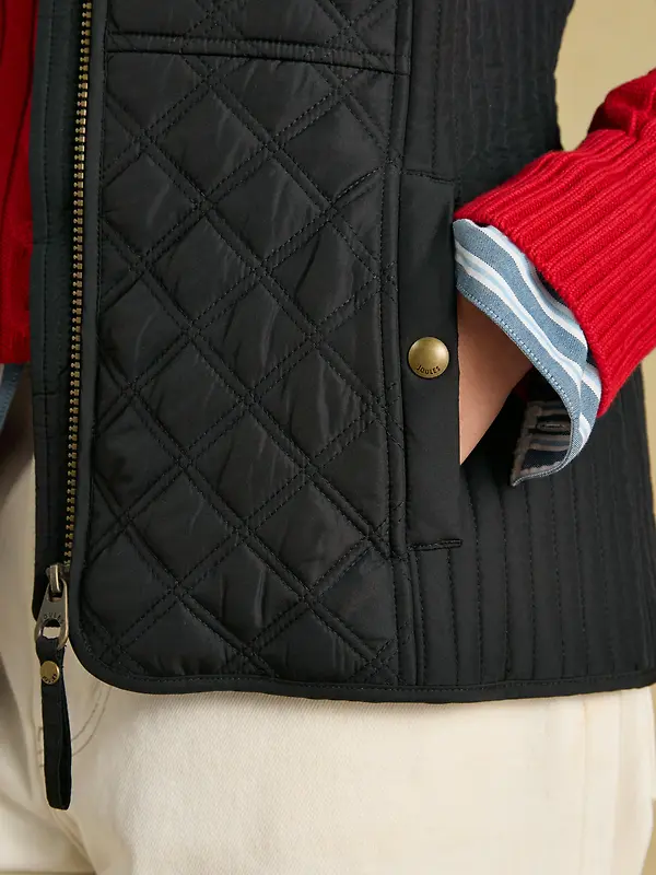 Joules Women's Minx Showerproof Diamond Quilted Gilet - Black Image 7