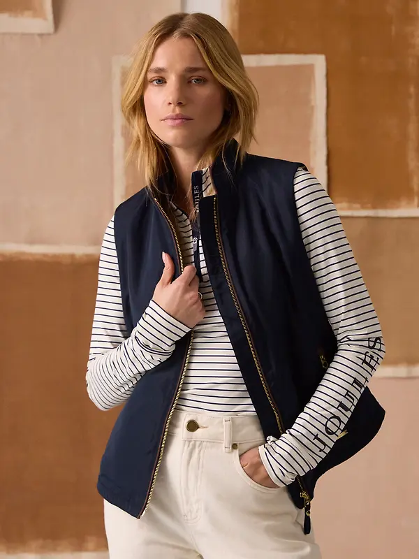 Joules Women's Farnham Fleece Lined Lightweight Gilet - Navy Blue Image 2