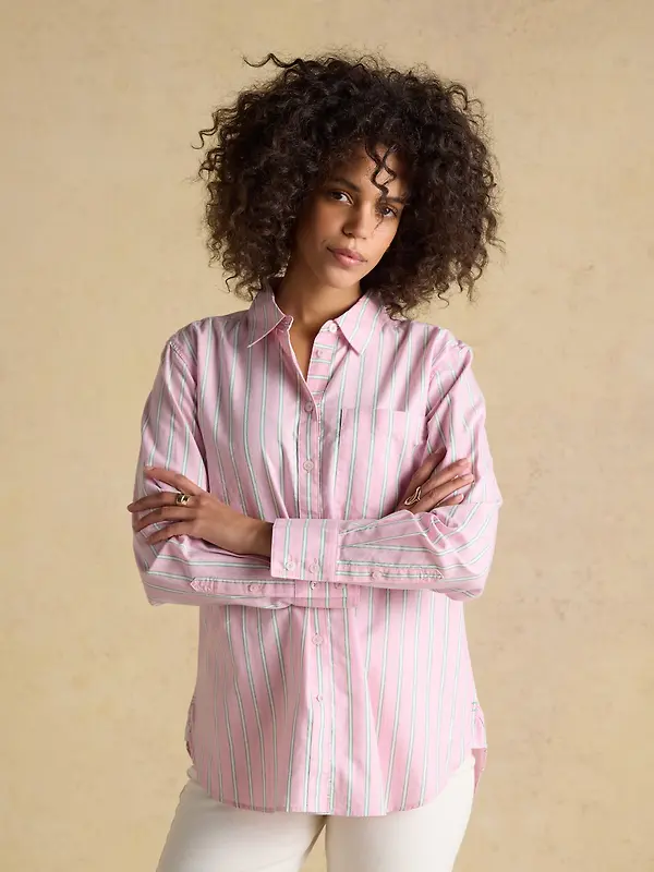 Joules Women's Boyfriend Fit Oxford Shirt - Pink Striped Image 2
