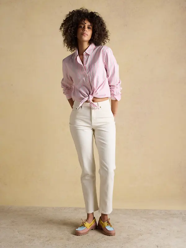 Joules Women's Boyfriend Fit Oxford Shirt - Pink Striped Image 6