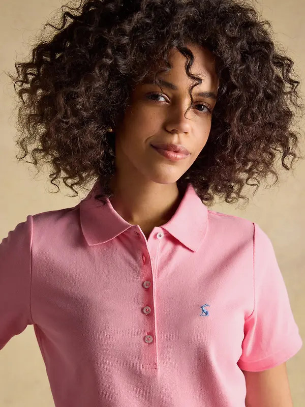 Joules Women's Woody Cotton Pique Short Sleeve Polo Shirt - Pink Image 4