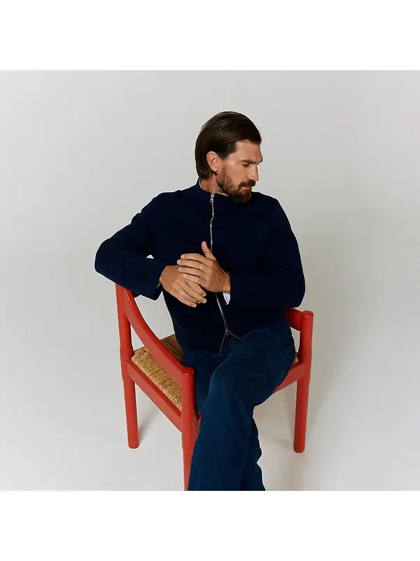 Oliver Sweeney Men's Garstang Knitted Merino Wool Blend Jacket - Navy Image 3