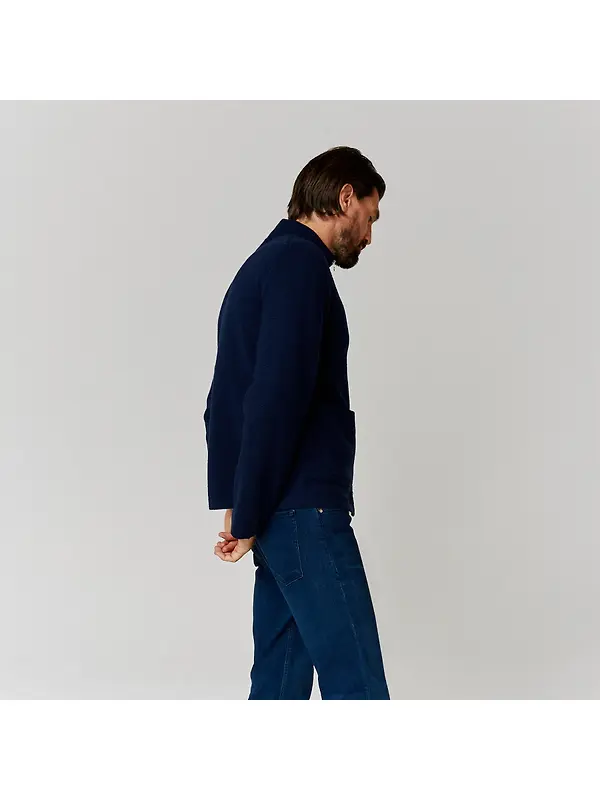Oliver Sweeney Men's Garstang Knitted Merino Wool Blend Jacket - Navy Image 5