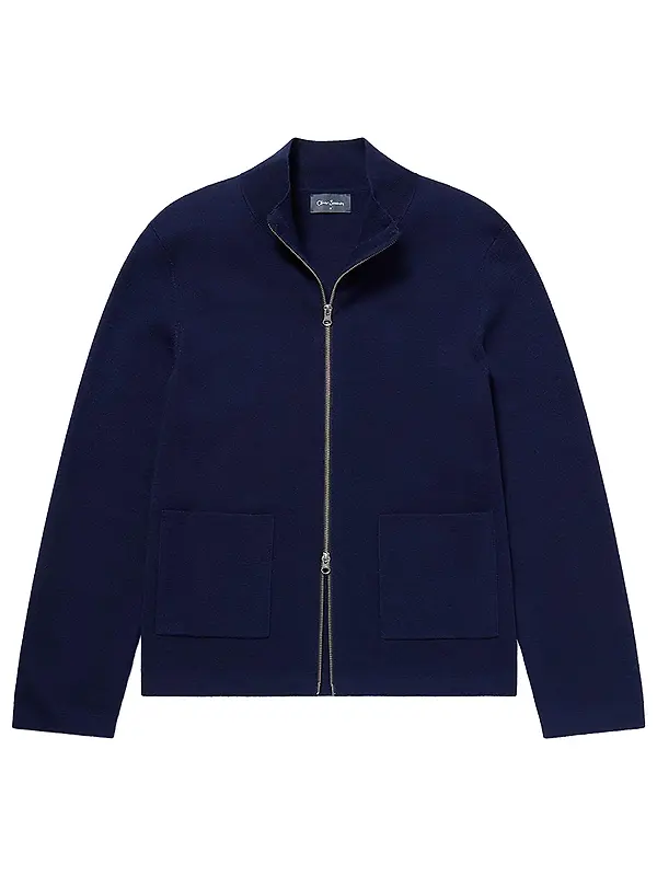 Oliver Sweeney Men's Garstang Knitted Merino Wool Blend Jacket - Navy Image 1