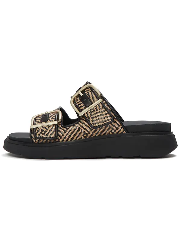 FitFlop Women's GEN-FF Buckle Graphic Weave Two-Bar Slides - Black Image 7
