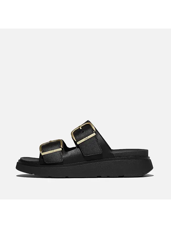 FitFlop Women's GEN-FF Buckle Two-Bar Leather Slides - All Black Image 5