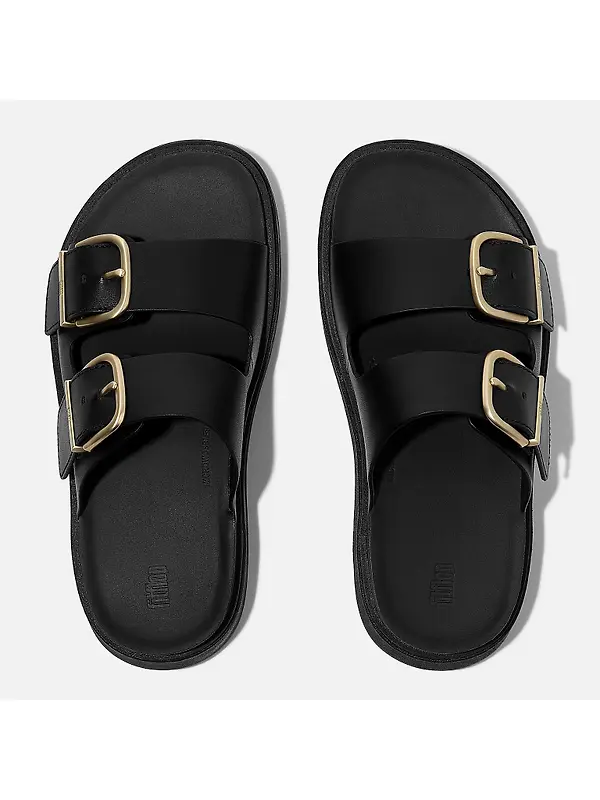 FitFlop Women's GEN-FF Buckle Two-Bar Leather Slides - All Black Image 4