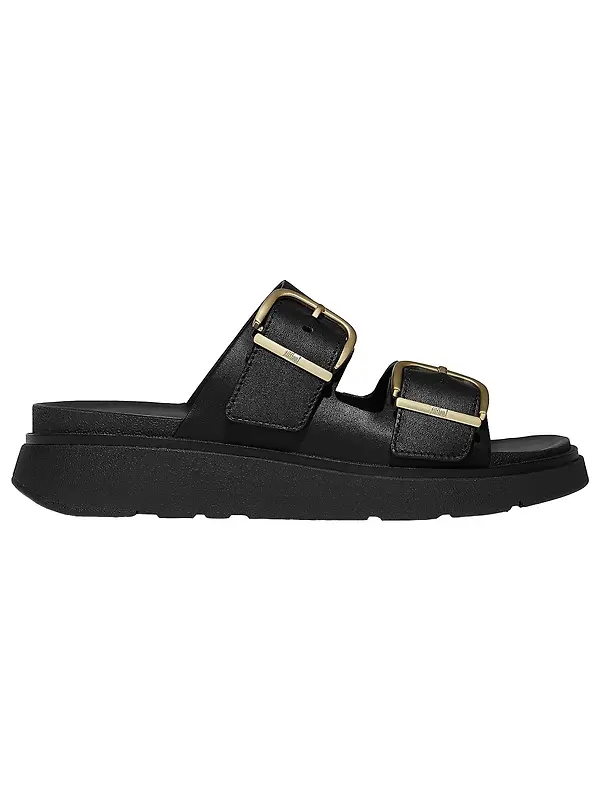 FitFlop Women's GEN-FF Buckle Two-Bar Leather Slides - All Black Image 1