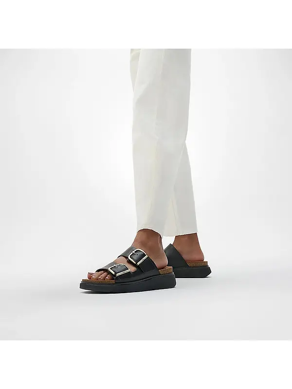 FitFlop Women's GEN-FF Buckle Two-Bar Leather Slides - Black Image 2