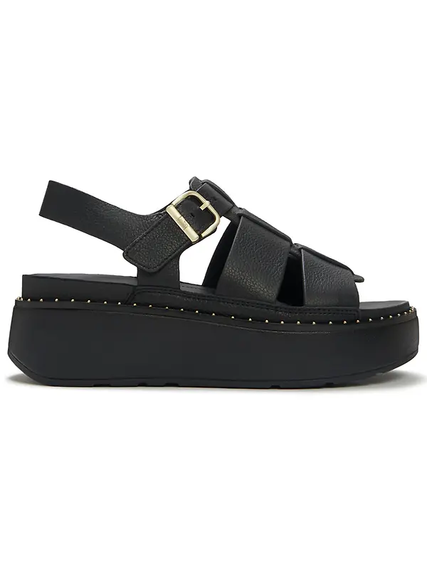 FitFlop Women's GEN-FF Max Tumbled-Leather Fisherman Sandals - All Black Image 1