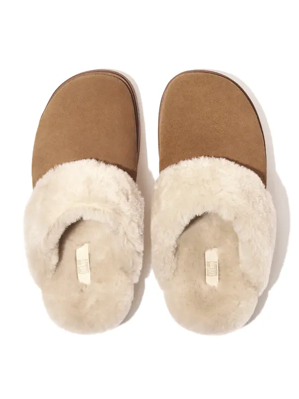 FitFlop Women's GEN-FF Shearling Suede Slippers - Desert Tan Image 4